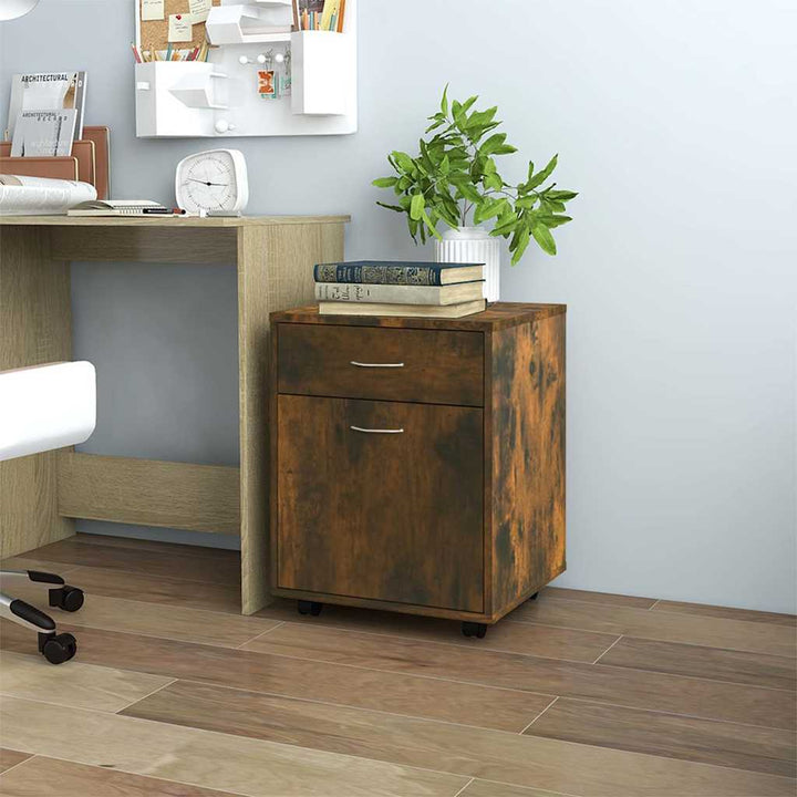 rullebord 45x38x54 cm konstrueret træ røget egetræ