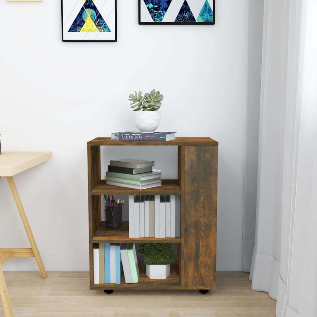 rullebord 60x35x75 cm konstrueret træ røget egetræsfarve
