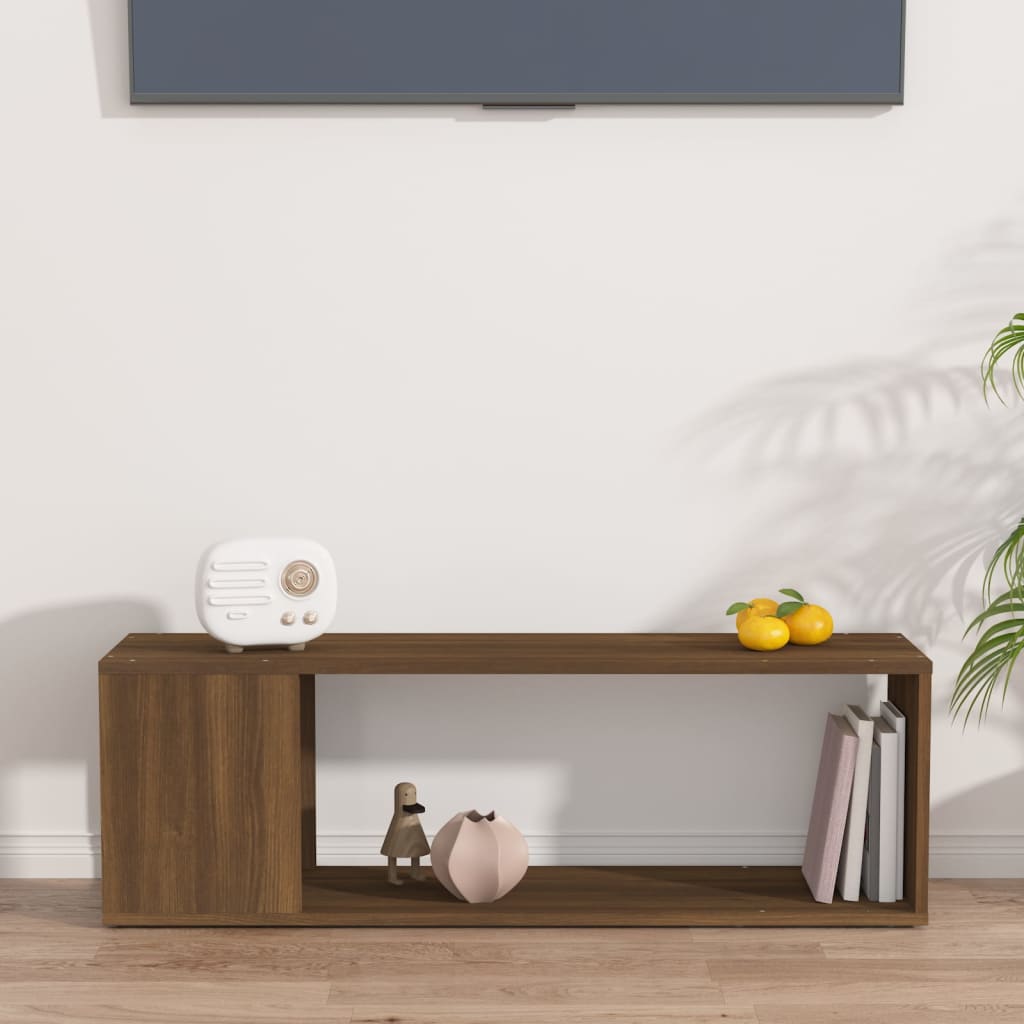 tv-bord 100x24x32 cm konstrueret træ brun egetræ