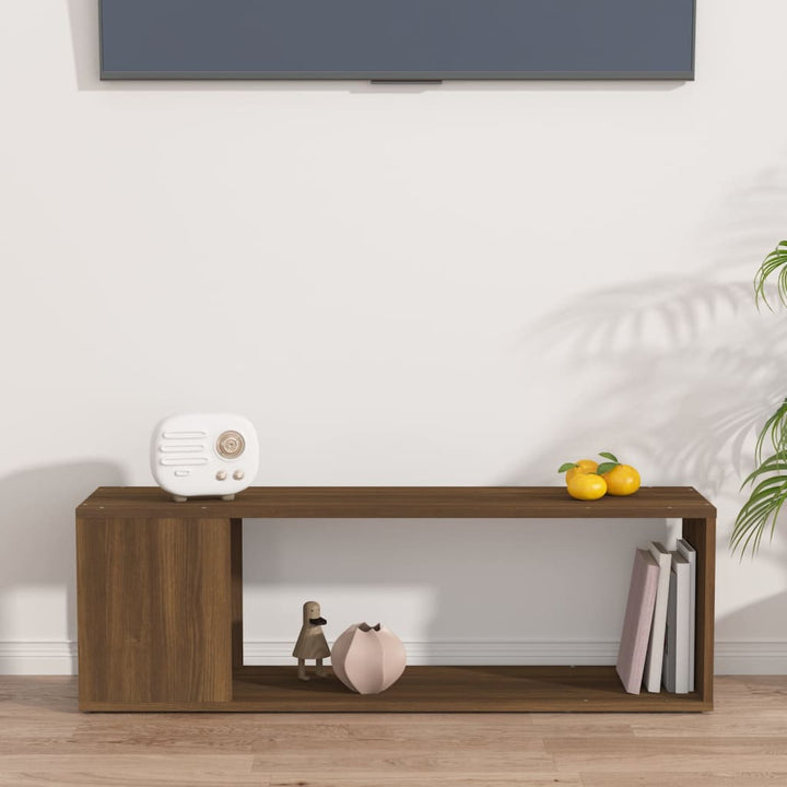 tv-bord 100x24x32 cm konstrueret træ brun egetræ