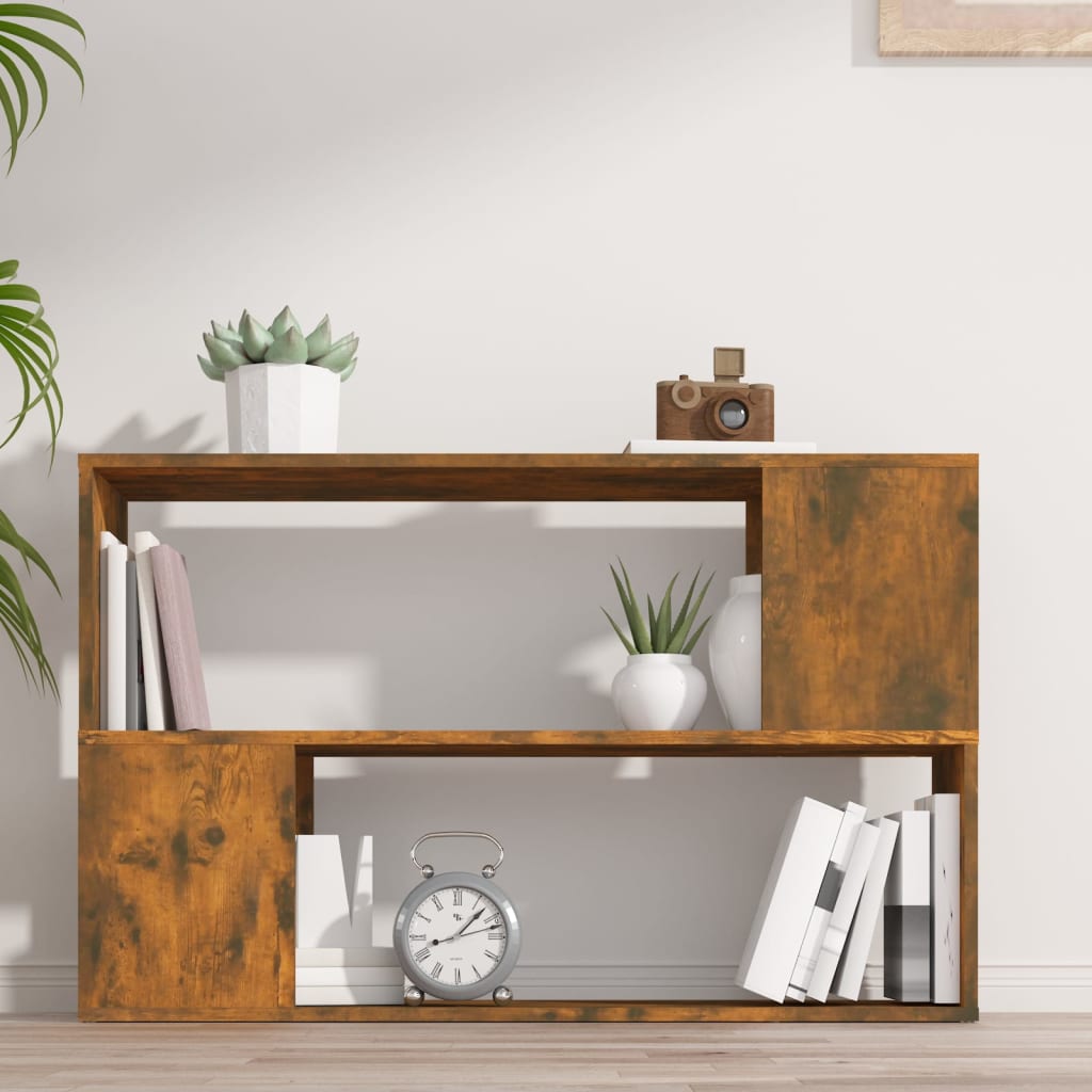 bogreol 100x24x63 cm konstrueret træ røget egetræsfarve