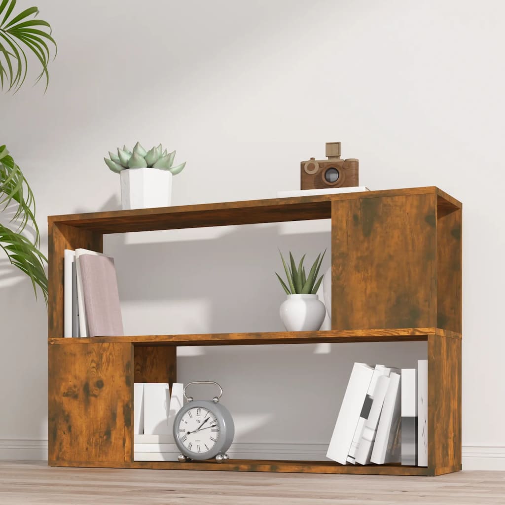 bogreol 100x24x63 cm konstrueret træ røget egetræsfarve