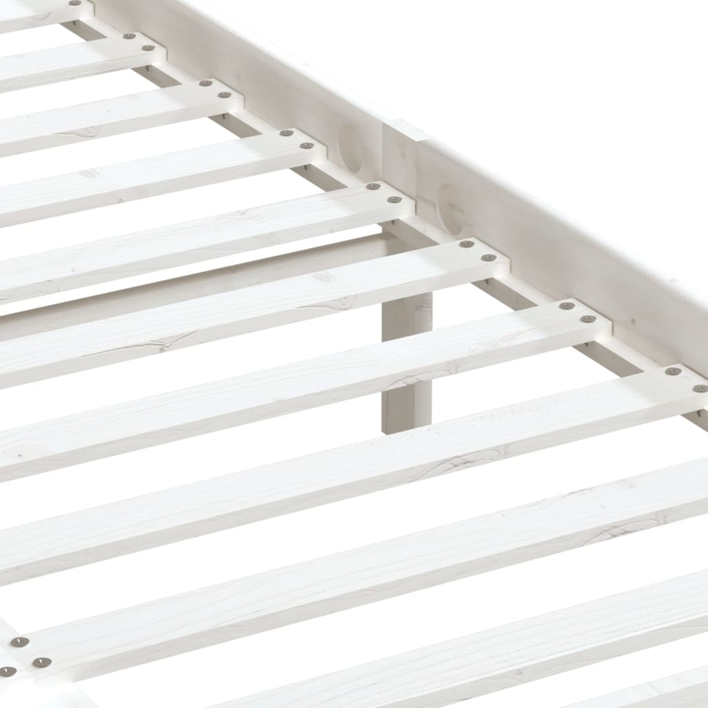 sengeramme 135x190 cm dobbelt massivt træ hvid