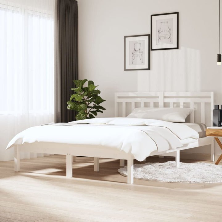 sengeramme 135x190 cm dobbelt massivt træ hvid