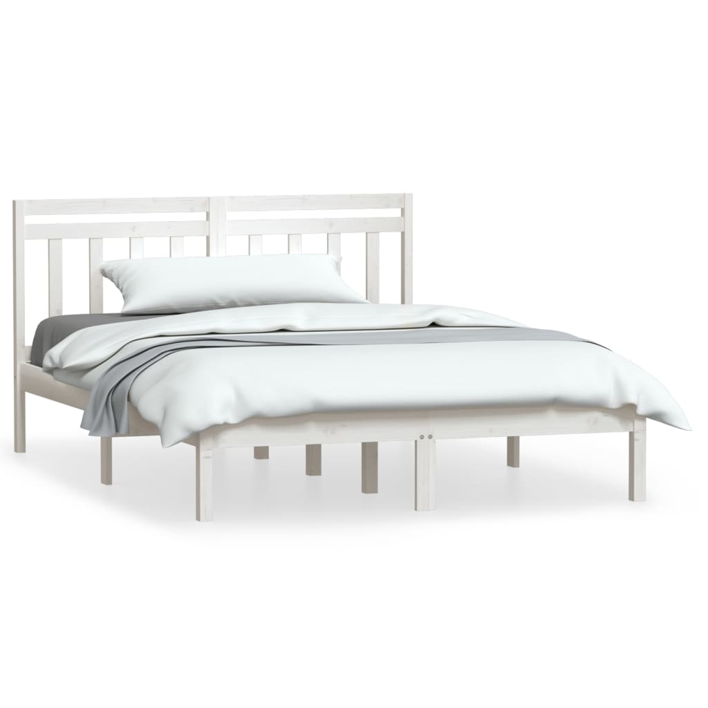 sengeramme 140x190 cm massivt fyrretræ hvid