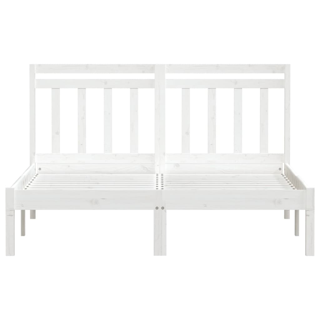 sengeramme 140x190 cm massivt fyrretræ hvid