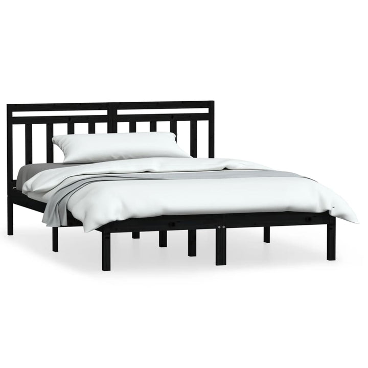 sengeramme 140x190 cm massivt fyrretræ sort