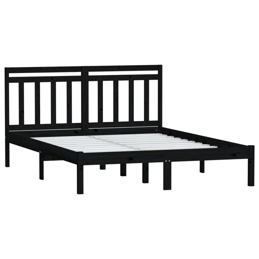 sengeramme 140x190 cm massivt fyrretræ sort