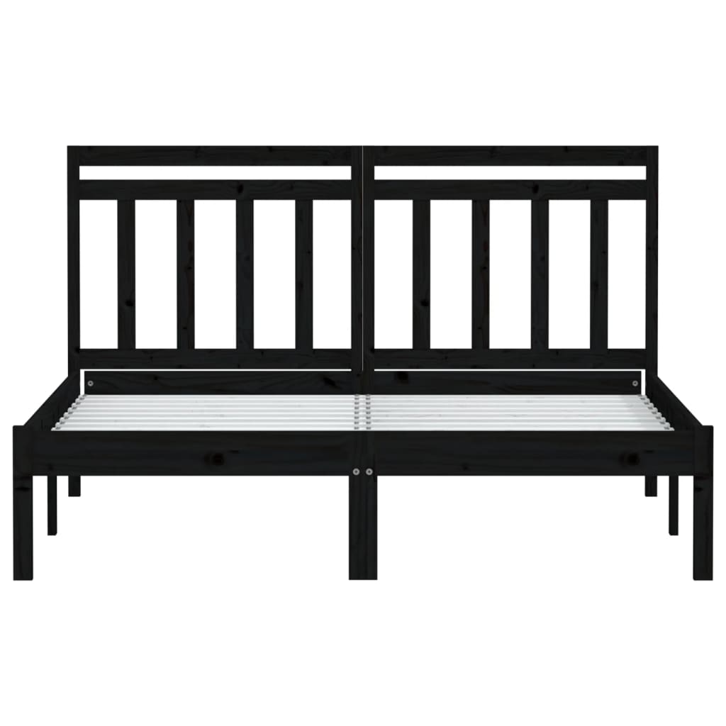sengeramme 140x190 cm massivt fyrretræ sort