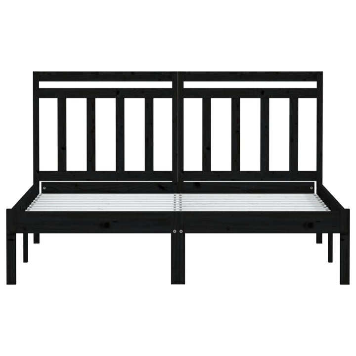 sengeramme 140x190 cm massivt fyrretræ sort