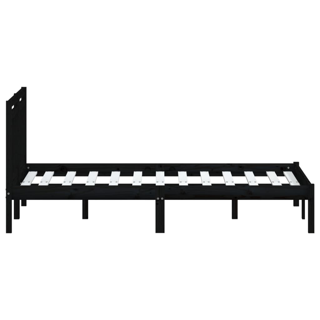 sengeramme 140x190 cm massivt fyrretræ sort