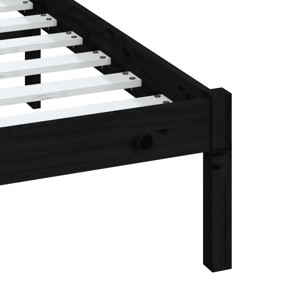 sengeramme 140x190 cm massivt fyrretræ sort