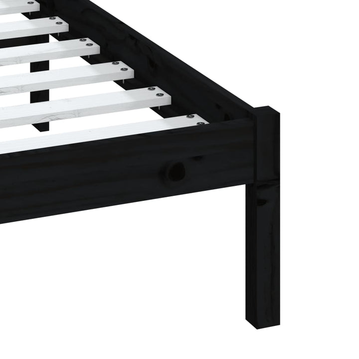 sengeramme 140x190 cm massivt fyrretræ sort