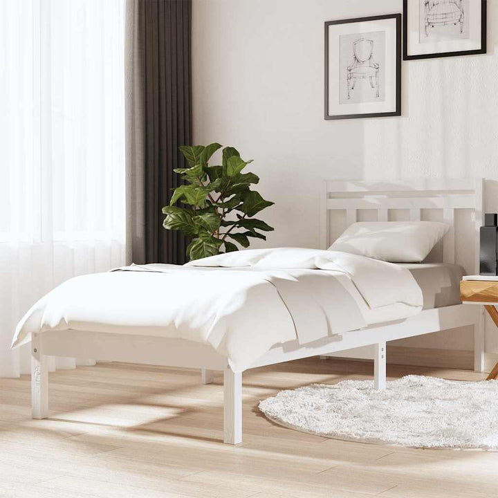 sengeramme 100x200 cm massivt fyrretræ hvid