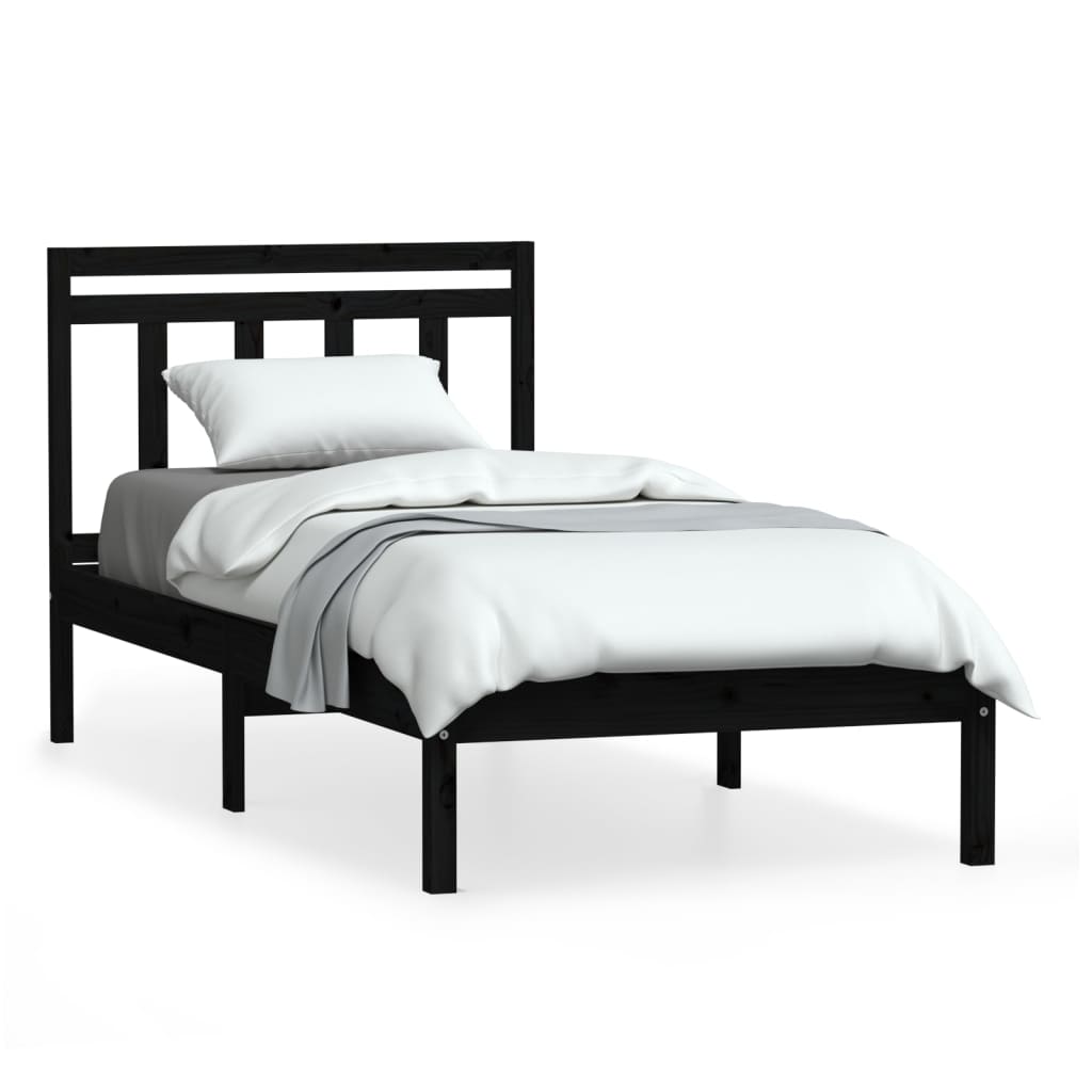 sengeramme 100x200 cm massivt fyrretræ sort