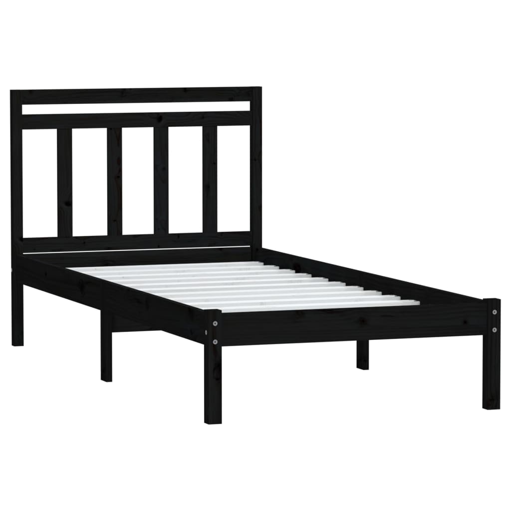 sengeramme 100x200 cm massivt fyrretræ sort