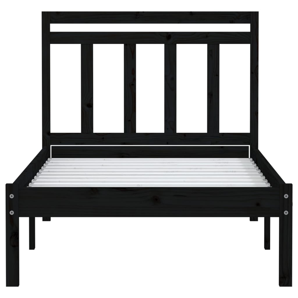 sengeramme 100x200 cm massivt fyrretræ sort