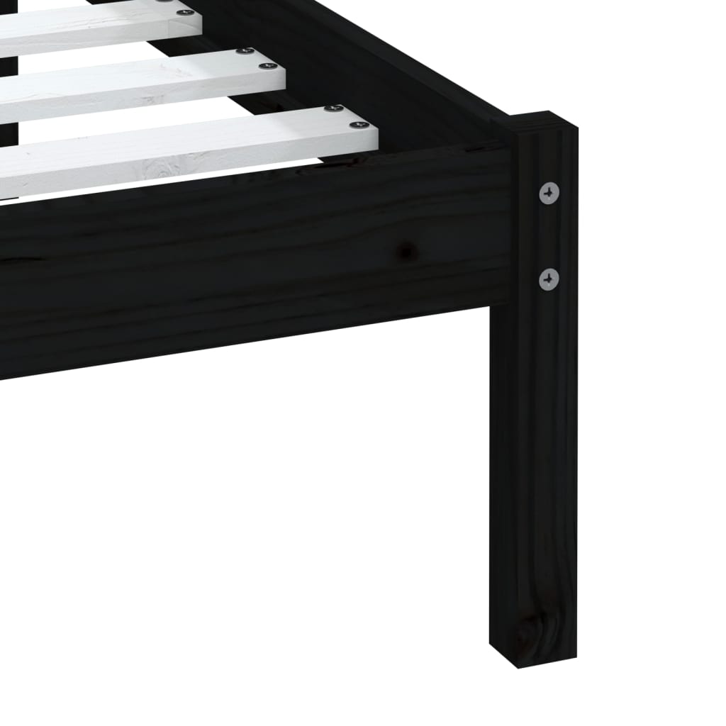 sengeramme 100x200 cm massivt fyrretræ sort