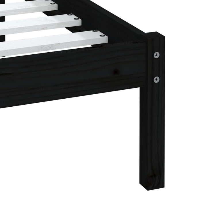 sengeramme 100x200 cm massivt fyrretræ sort