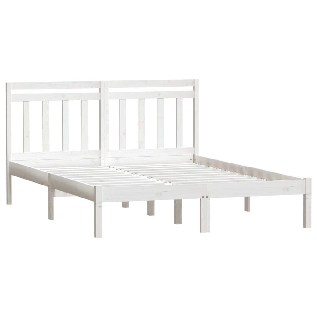 sengeramme 140x200 cm massivt fyrretræ hvid