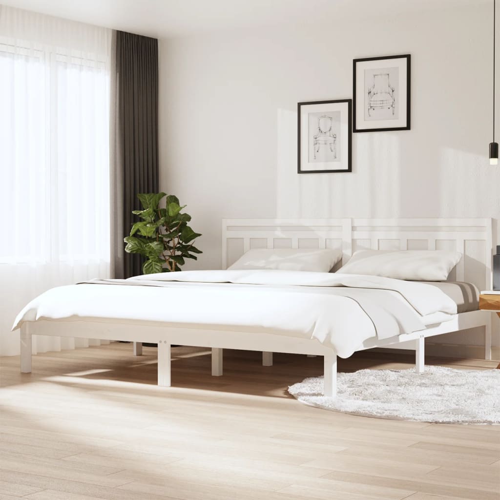 sengeramme 180x200 cm Super King massivt træ hvid