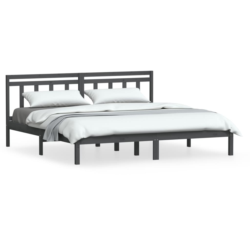 sengeramme 200x200 cm massivt fyrretræ grå