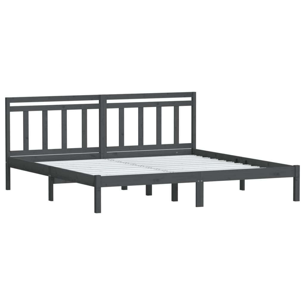 sengeramme 200x200 cm massivt fyrretræ grå