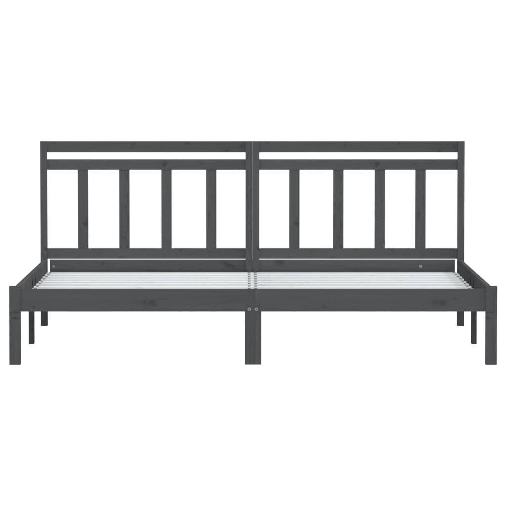sengeramme 200x200 cm massivt fyrretræ grå