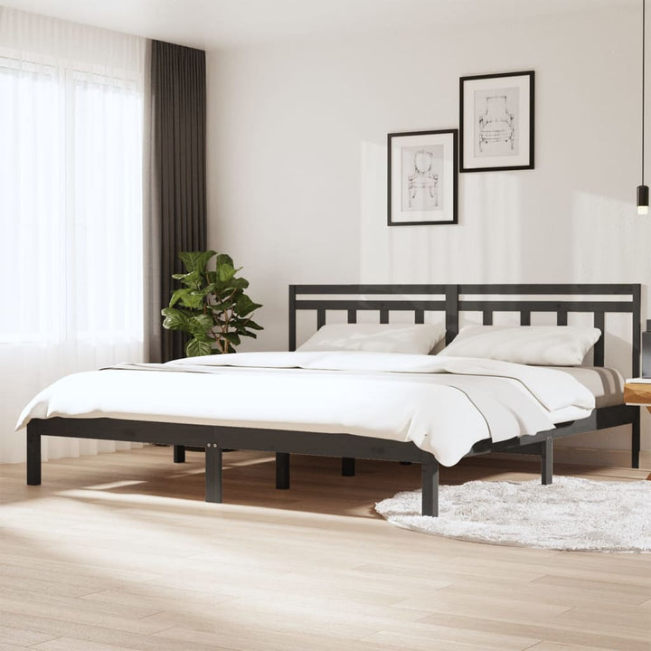sengeramme 200x200 cm massivt fyrretræ grå