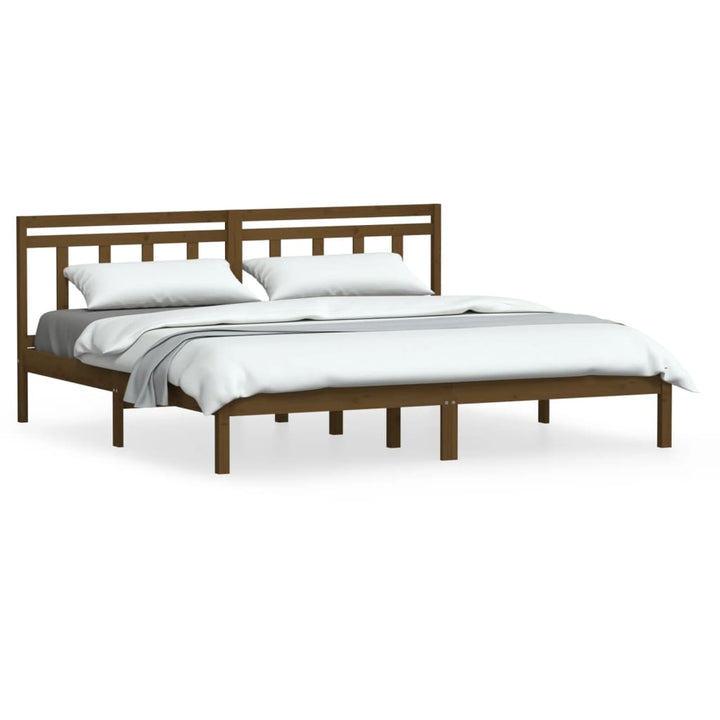 sengeramme 200x200 cm massivt fyrretræ gyldenbrun