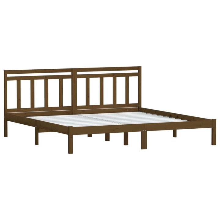 sengeramme 200x200 cm massivt fyrretræ gyldenbrun