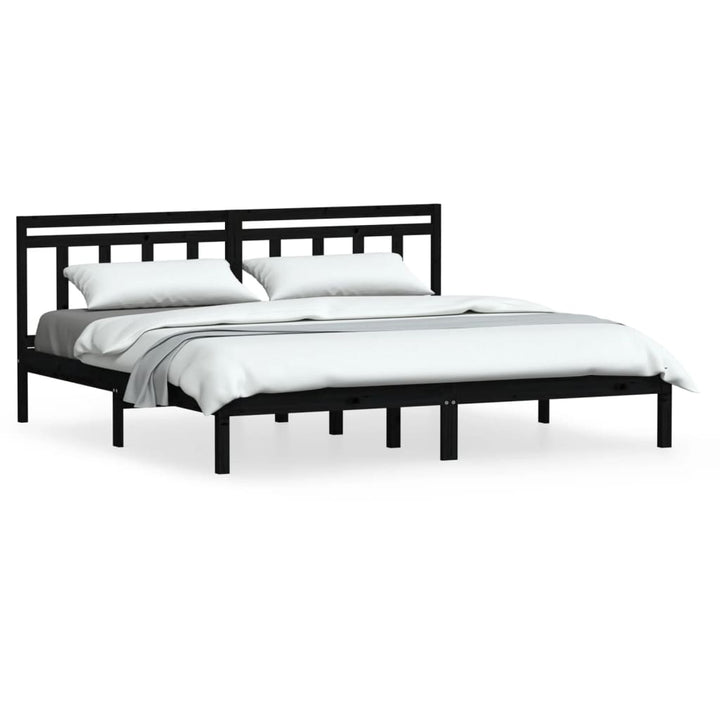 sengeramme 200x200 cm massivt fyrretræ sort