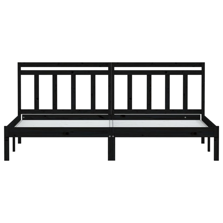sengeramme 200x200 cm massivt fyrretræ sort