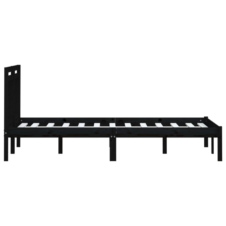 sengeramme 200x200 cm massivt fyrretræ sort
