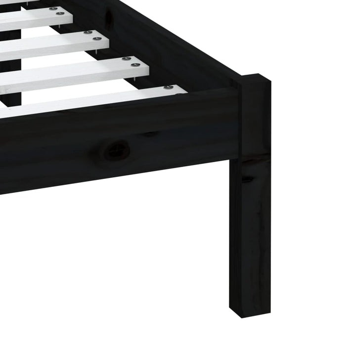 sengeramme 200x200 cm massivt fyrretræ sort