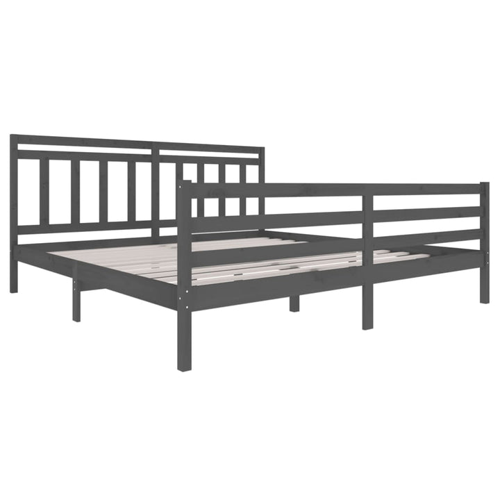 sengeramme 200x200 cm massivt træ grå