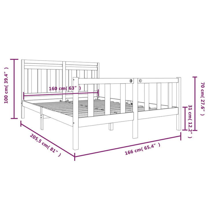 sengeramme 160x200 cm massivt træ