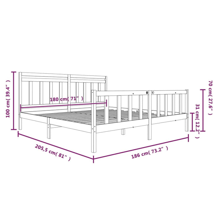 sengeramme 180x200 cm Super King massivt træ