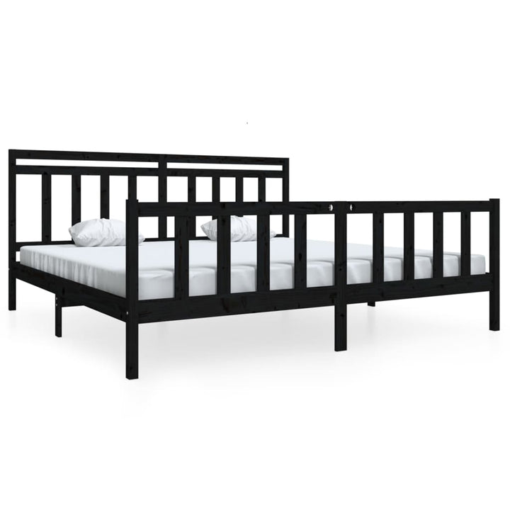 sengeramme 200x200 cm massivt træ sort