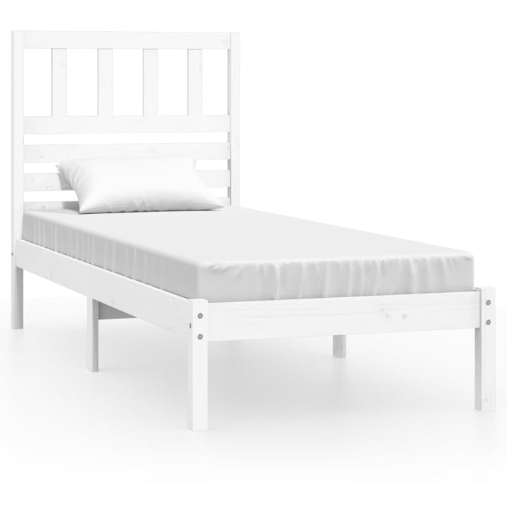 sengeramme uden madras 75x190 cm massivt fyrretræ hvid