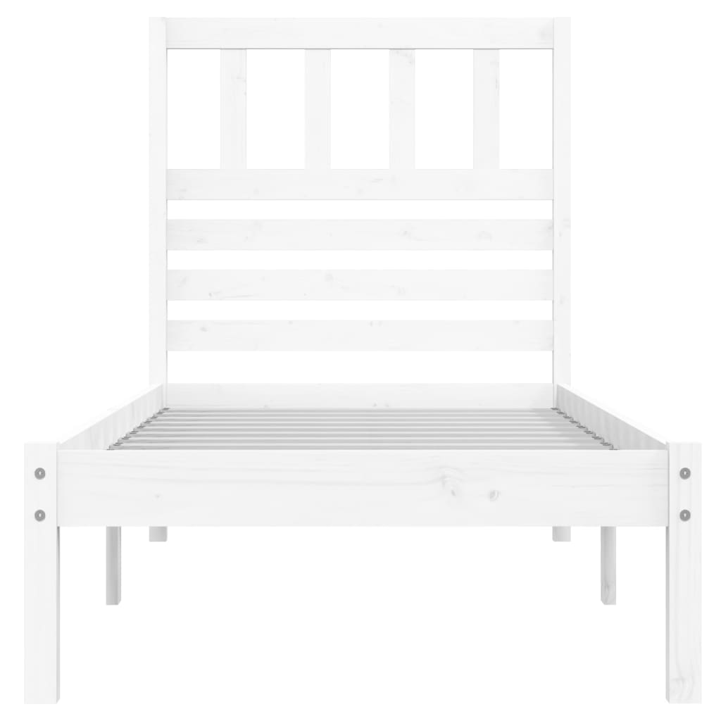 sengeramme uden madras 75x190 cm massivt fyrretræ hvid