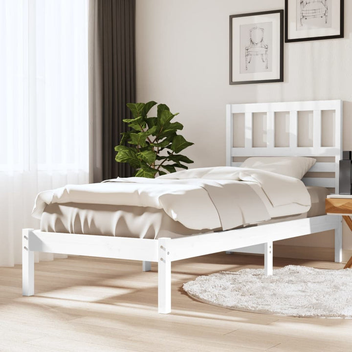 sengeramme uden madras 75x190 cm massivt fyrretræ hvid