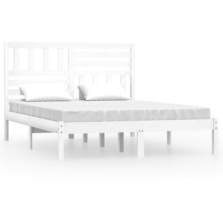 sengeramme 140x190 cm massivt fyrretræ hvid