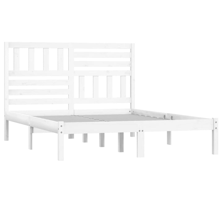 sengeramme 140x190 cm massivt fyrretræ hvid