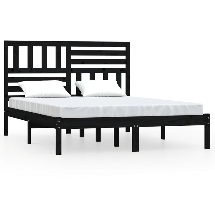 sengeramme 140x190 cm massivt fyrretræ sort