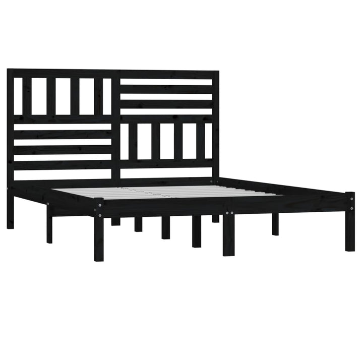 sengeramme 140x190 cm massivt fyrretræ sort