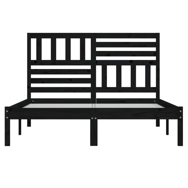 sengeramme 140x190 cm massivt fyrretræ sort