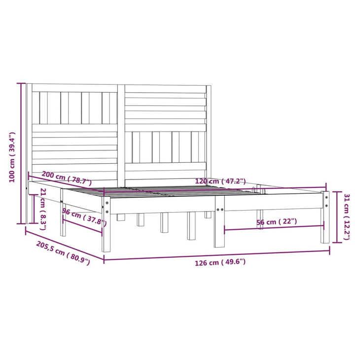 sengeramme 120x200 cm massivt fyrretræ