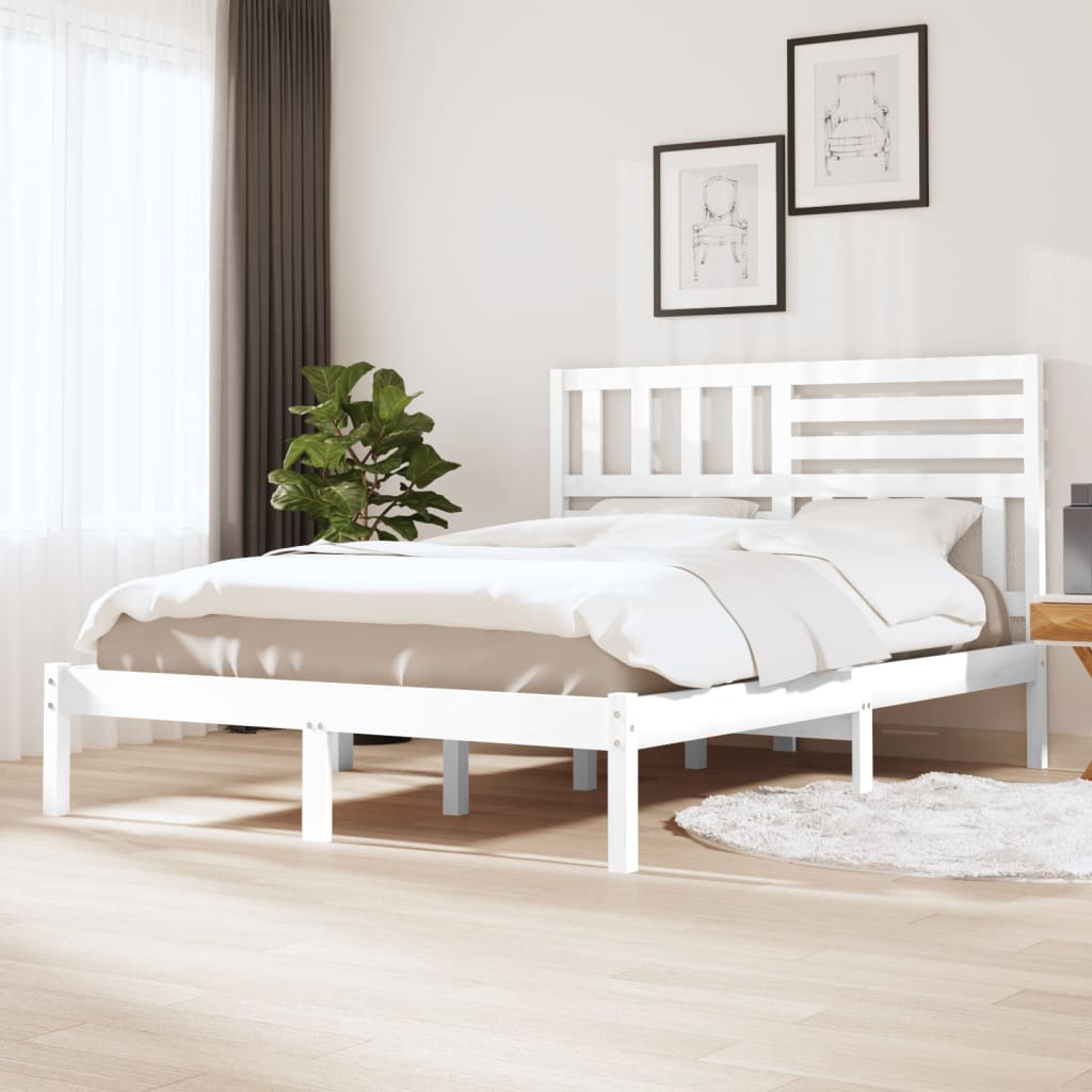 sengeramme 120x200 cm massivt fyrretræ hvid
