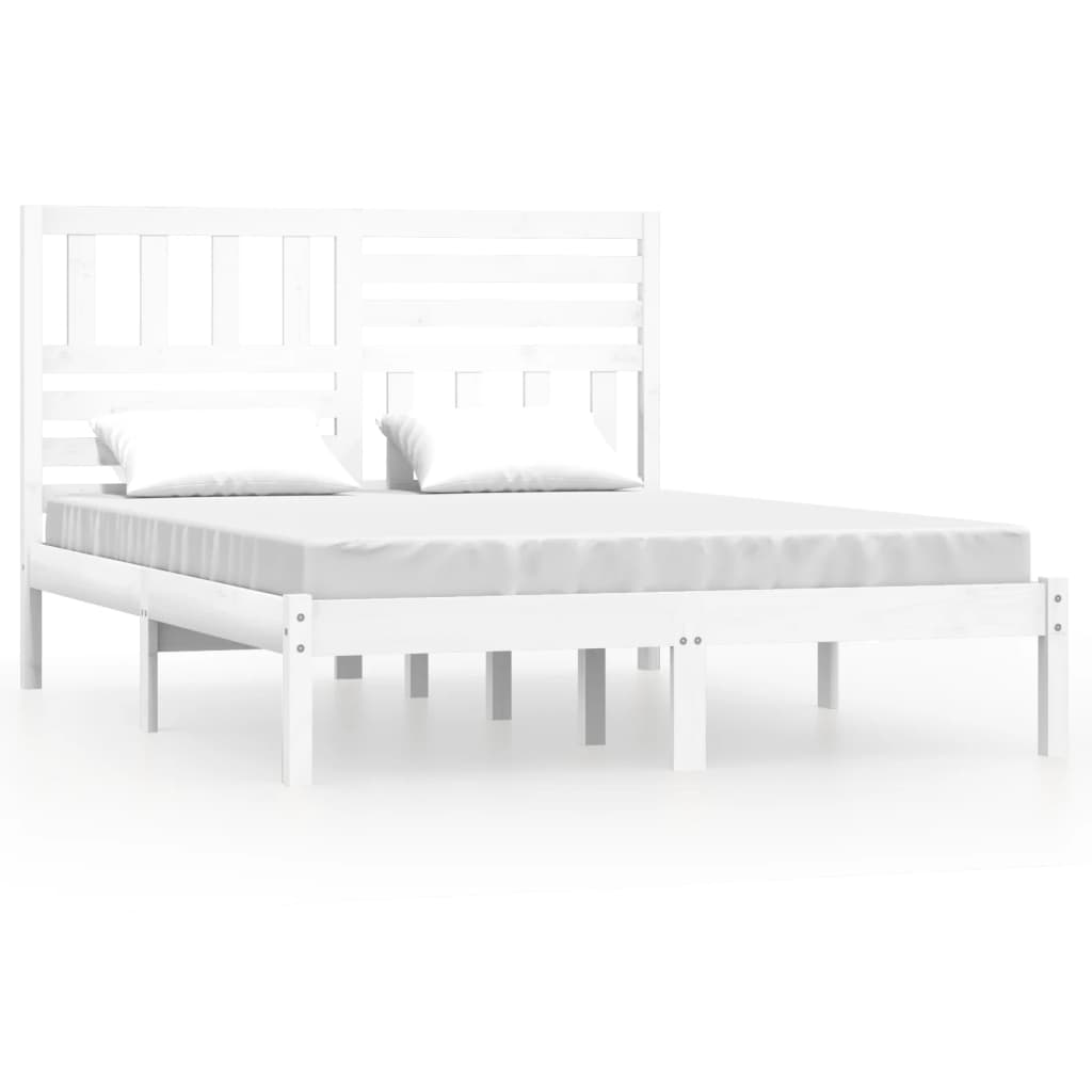 sengeramme 160x200 cm King Size massivt fyrretræ hvid